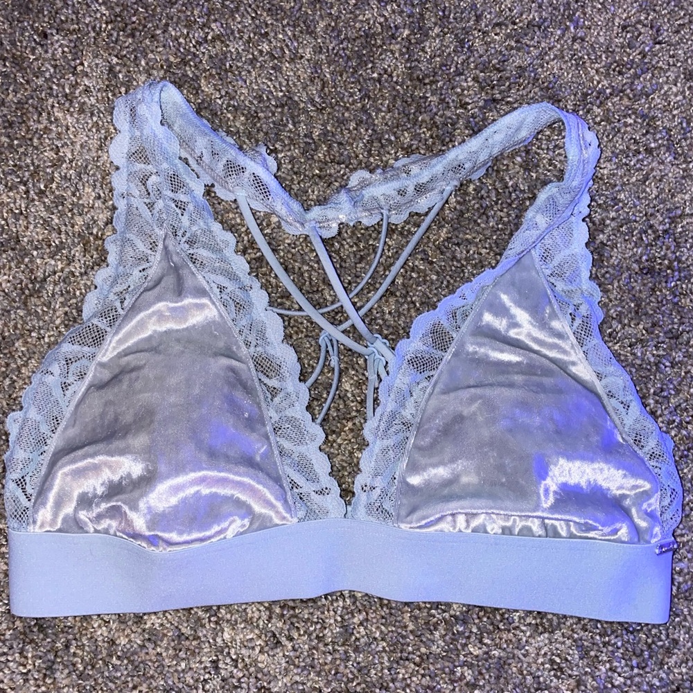 PINK velvet and lace bralette